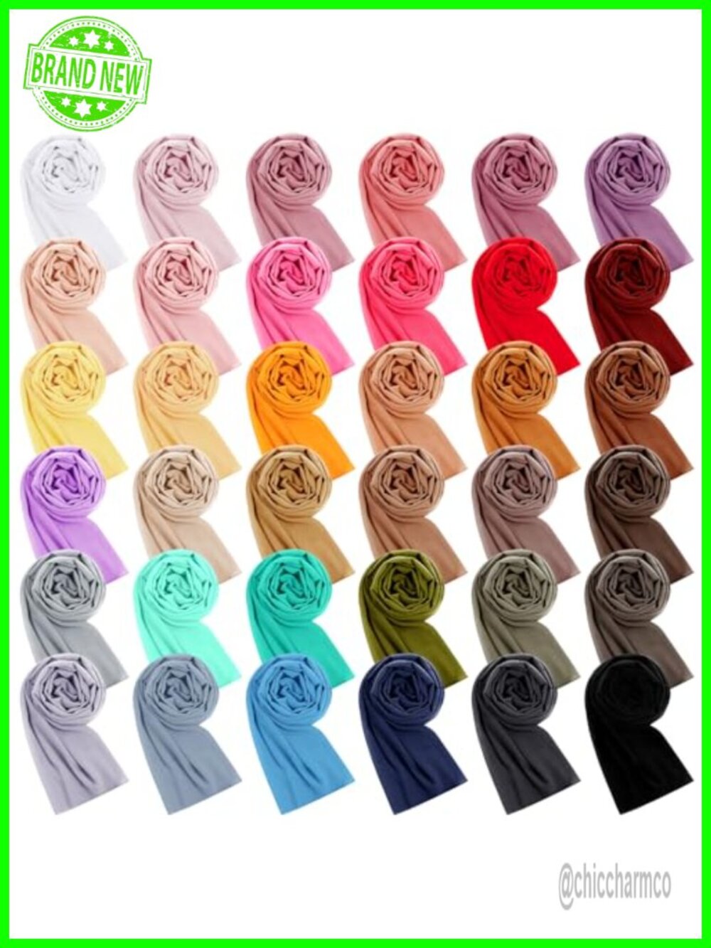 Chiffon Hijab Scarves 36 Pack Long Shawl Wraps Lightweight Breathable